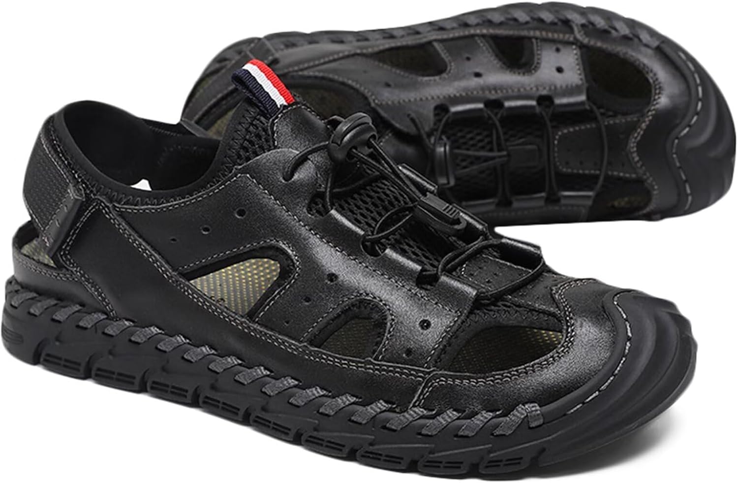 

Мужские кожаные сандалии с закрытым носком для прогулок на природе, вождения, водонепроницаемые спортивные сандалии, сандалии рыбака, пляжные водные сандалии Hnvavq, D