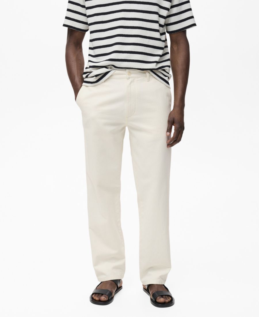 

Мужские джинсы прямого кроя из смеси хлопка и льна MANGO, Off White