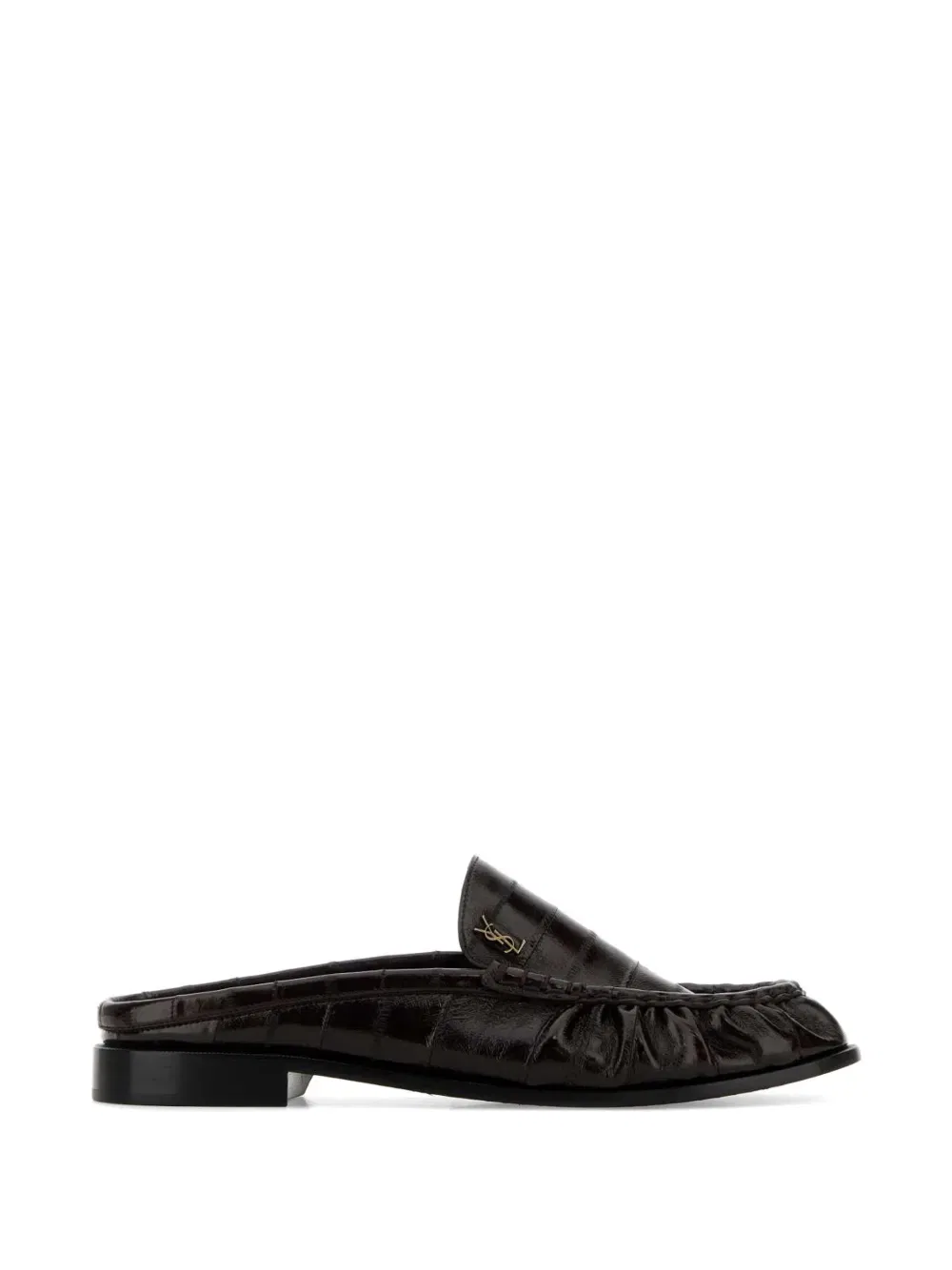 Мюли из кожи угря Saint Laurent, коричневый