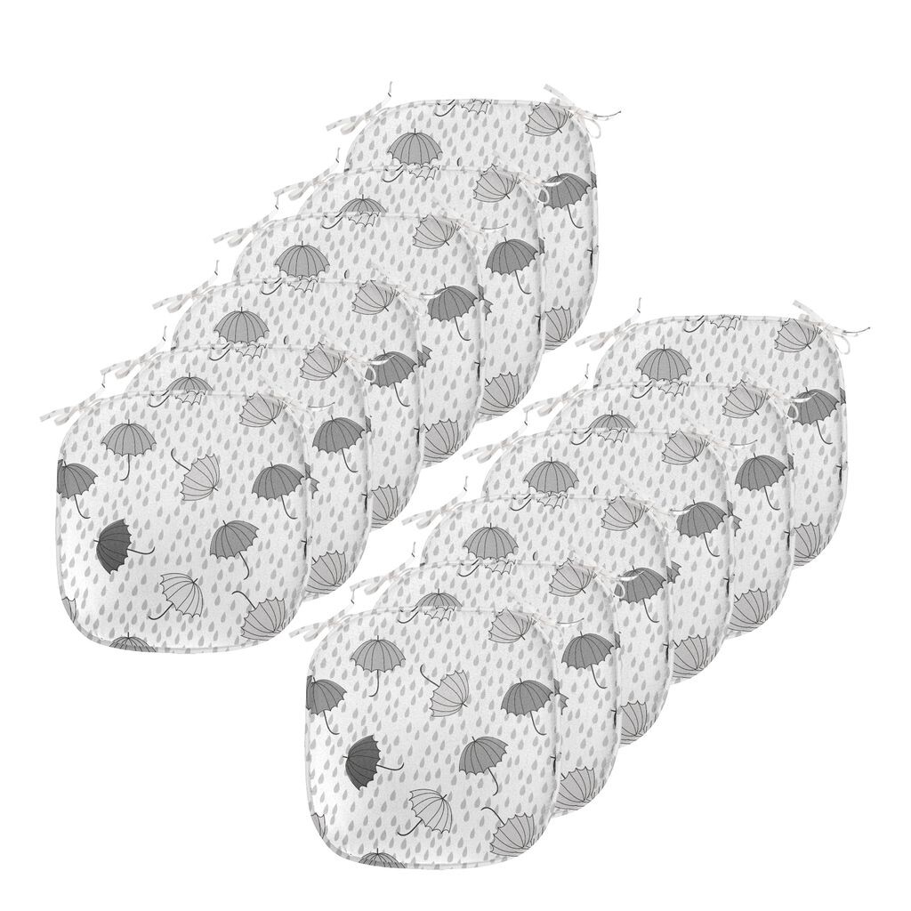 

ABAKUHAUS Абстрактные подушки на стул для столовой, зонтики в оттенках серого, декоративная водонепроницаемая подушка с ремнями для кухонных сидений, 40 см x 40 см — упаковка из 12 шт., Серый Светло-Серый Белый