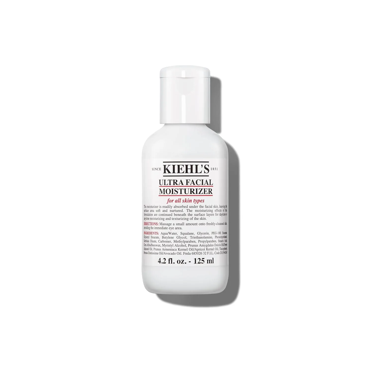 Крем для лица Kiehl's — Ultra Facial Moisturizer для ежедневного увлажнения с скваланом и глицерином, 124 мл