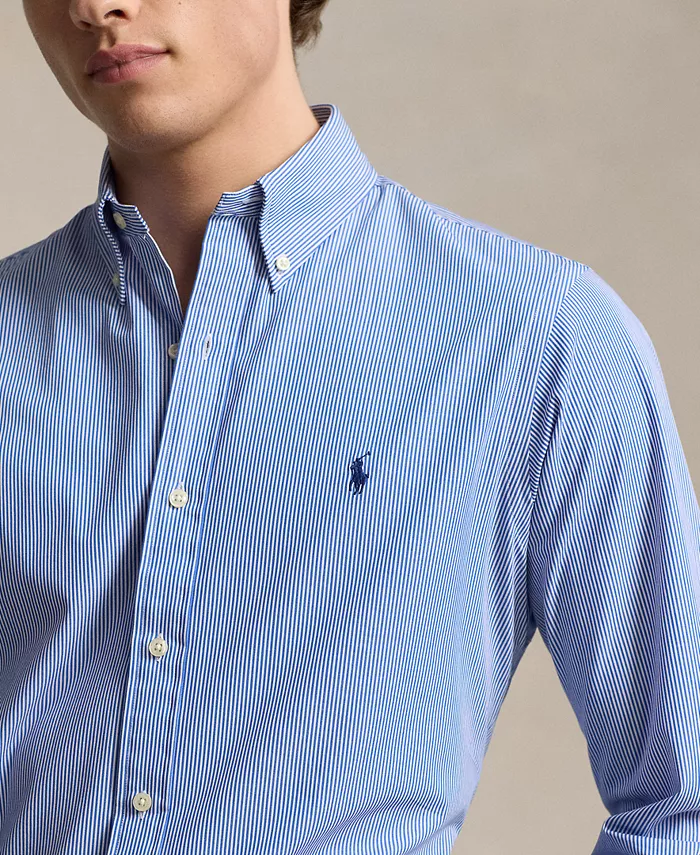 Мужская классическая рубашка из стретч-поплина Polo Ralph Lauren, синий — фото 3