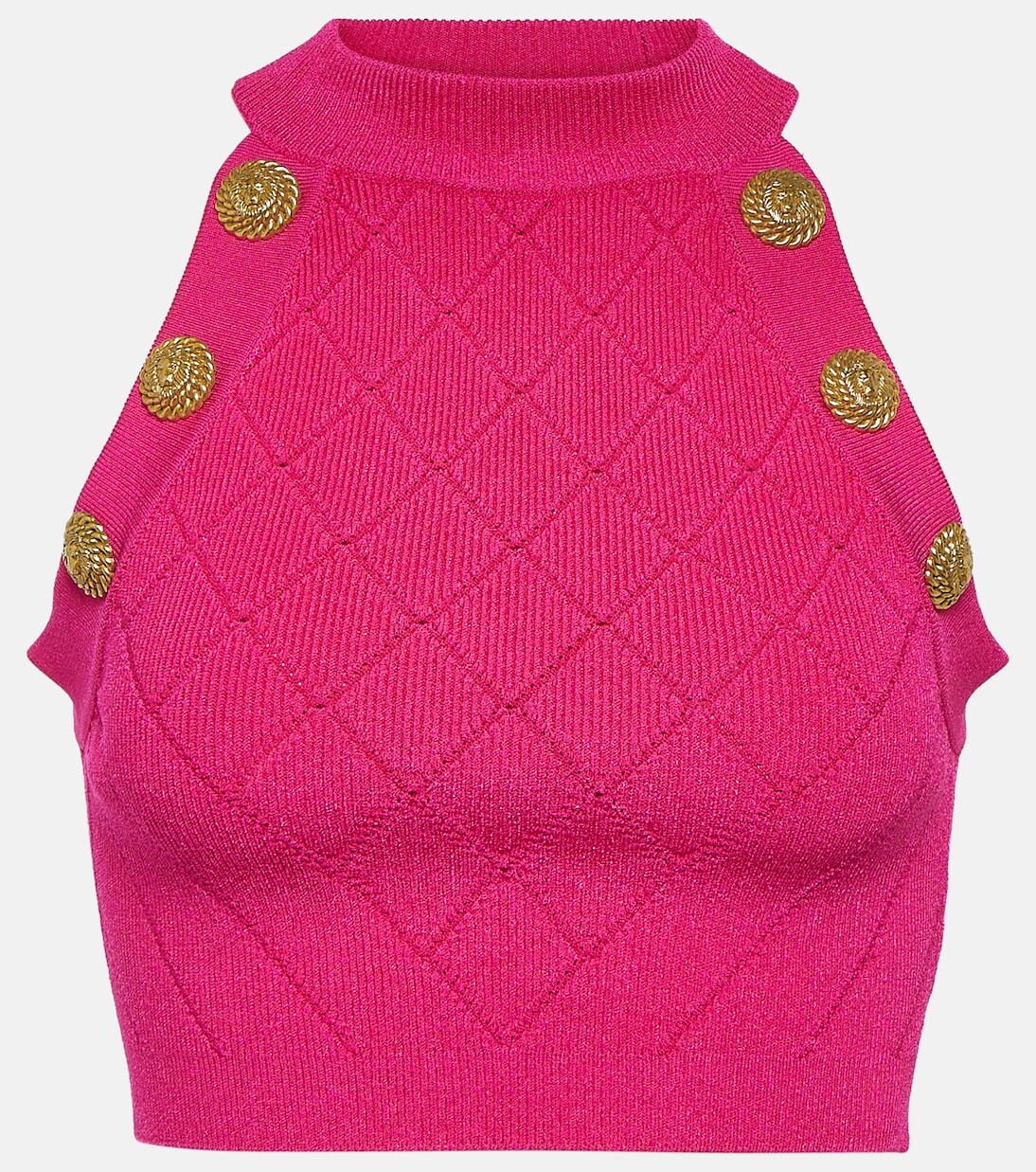 

Топ с воротником халтер Balmain, розовый