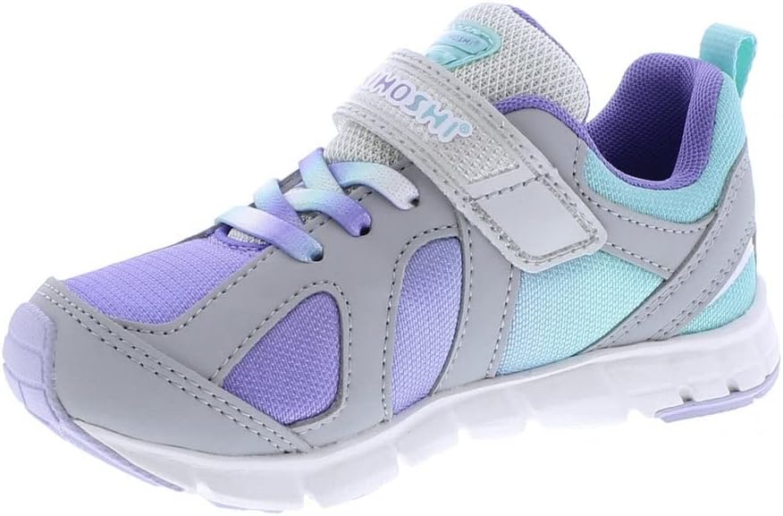 

Детские кроссовки TSUKIHOSHI Rainbow Kids - с застежкой на ремешок, пригодные для стирки в машине, с широкой носочной частью и противоскользящими, немаркими подошвами, для детей 4-12 лет, серый/фиолетовый