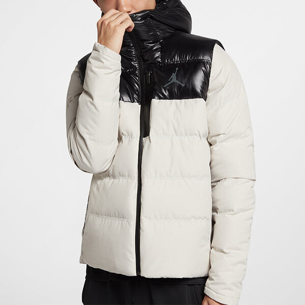 Пуховик Air Jordan protection against cold Stay Warm hooded Colorblock Casual Sports Down Jacket White, белый — фото 3
