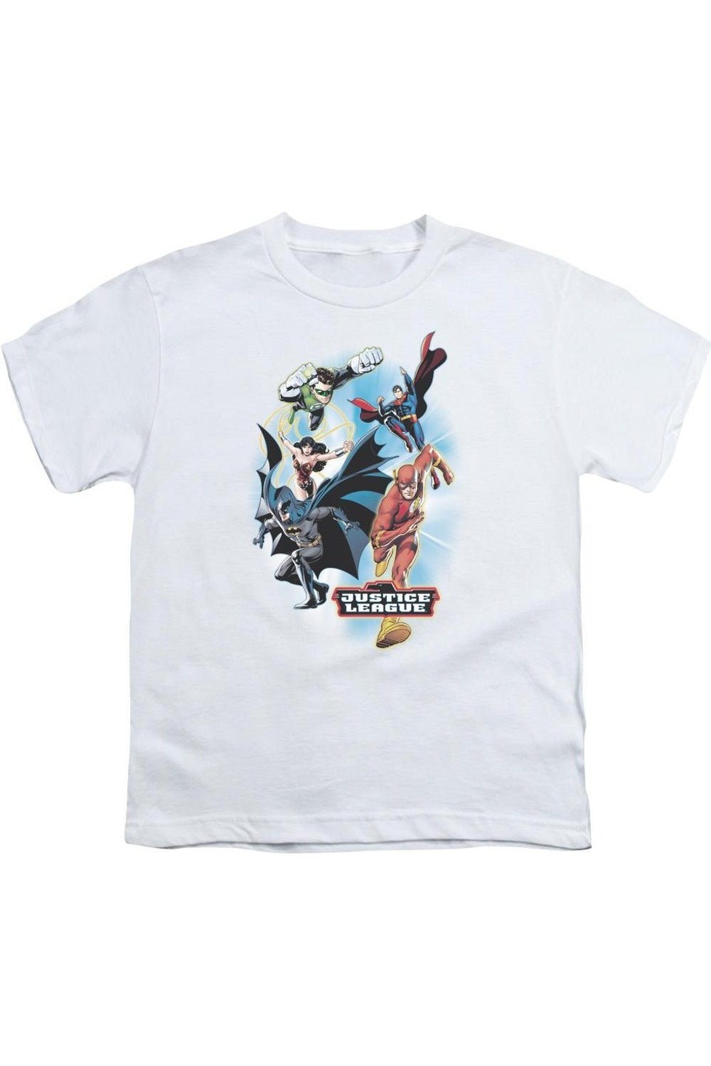 

Футболка с коротким рукавом для детей "Лига справедливости Америки: к вашим услугам" Gildan, белый