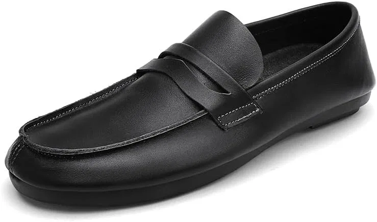 Лоферы мужские из кожи, Penny Loafers, черный SayfuR