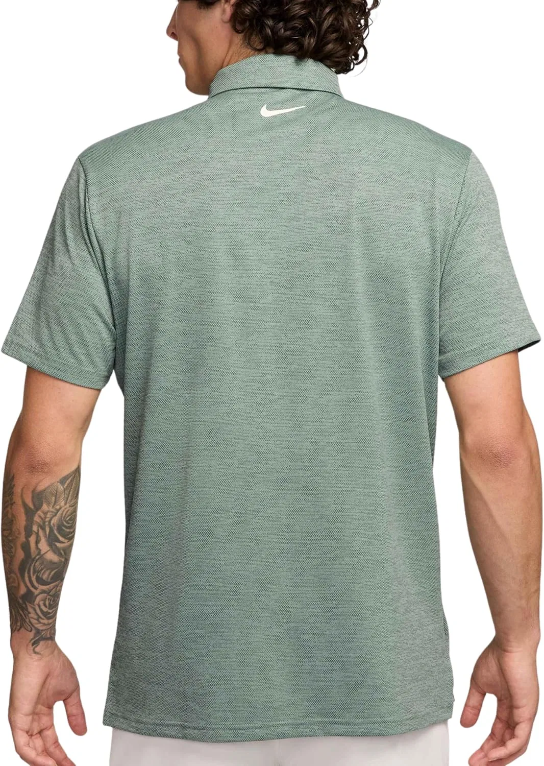 Мужское поло Nike Dri-FIT Tour Jacquard, цвет Clay Green/Night Forest/Pale Ivory — фото 2