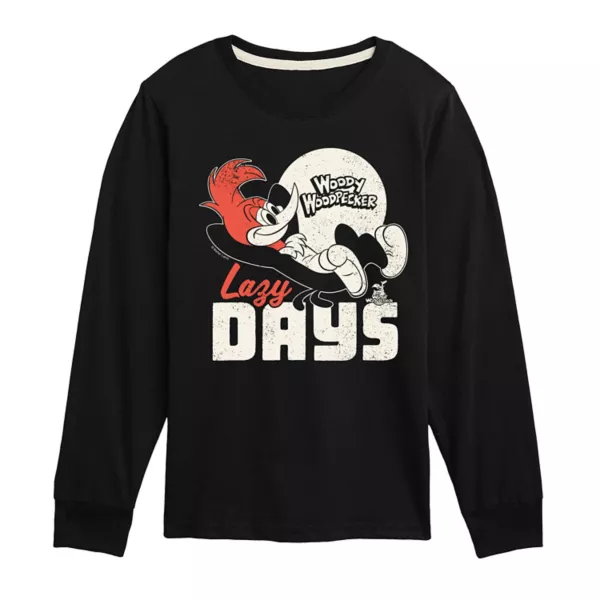 

Футболка с длинным рукавом и принтом Woody Woodpecker Lazy Days для мальчиков 8-20 лет Licensed Character, черный