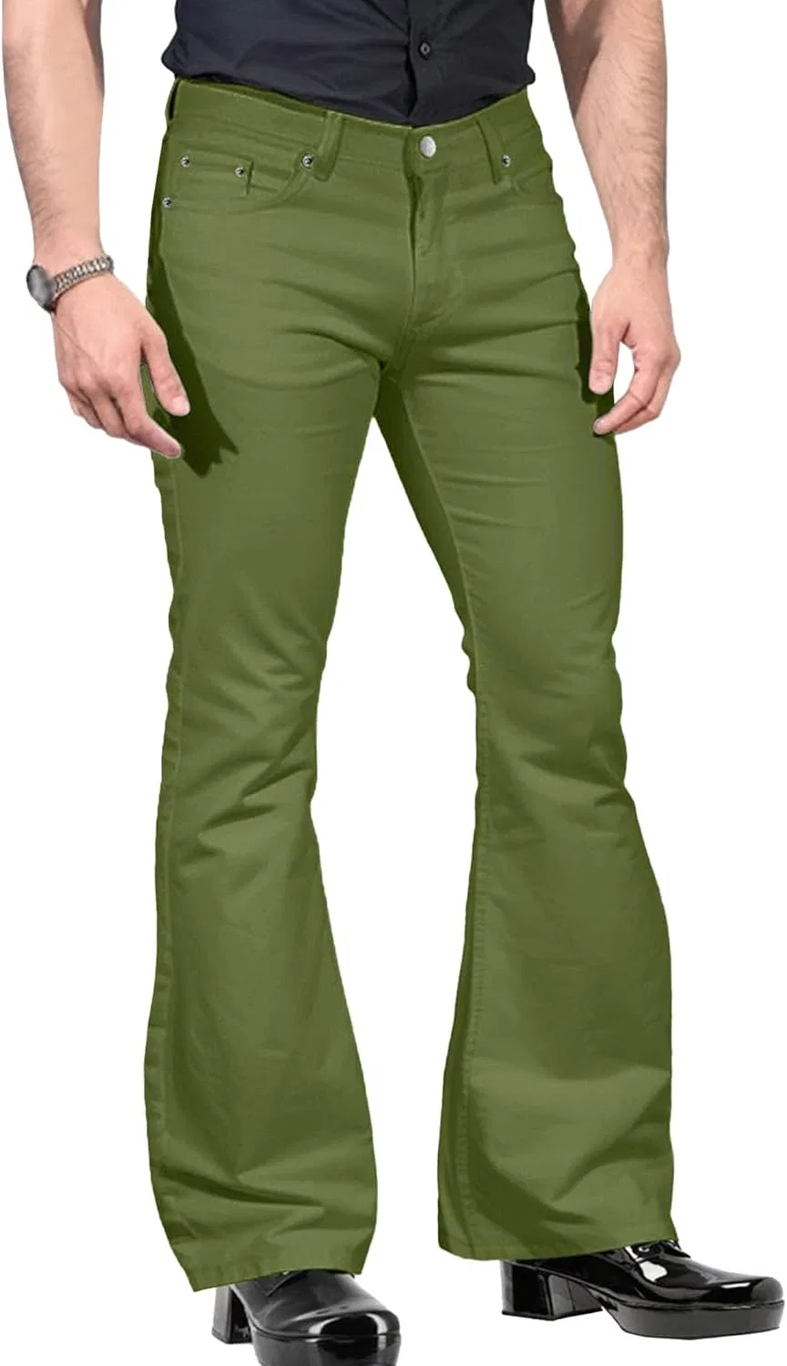Джинсы клеш, зеленые, Army Green