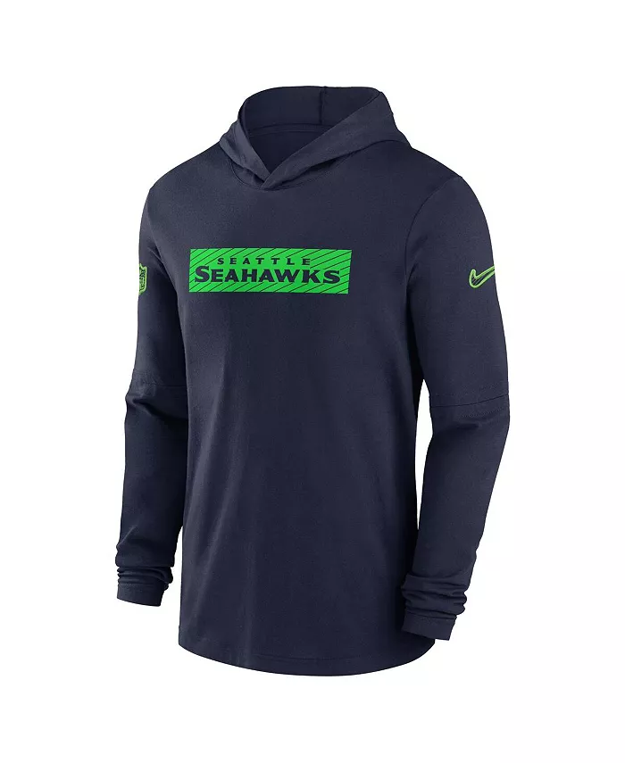Мужская худи Seattle Seahawks College Navy в стиле сидлайна с длинными рукавами, перфоманс Nike — фото 2