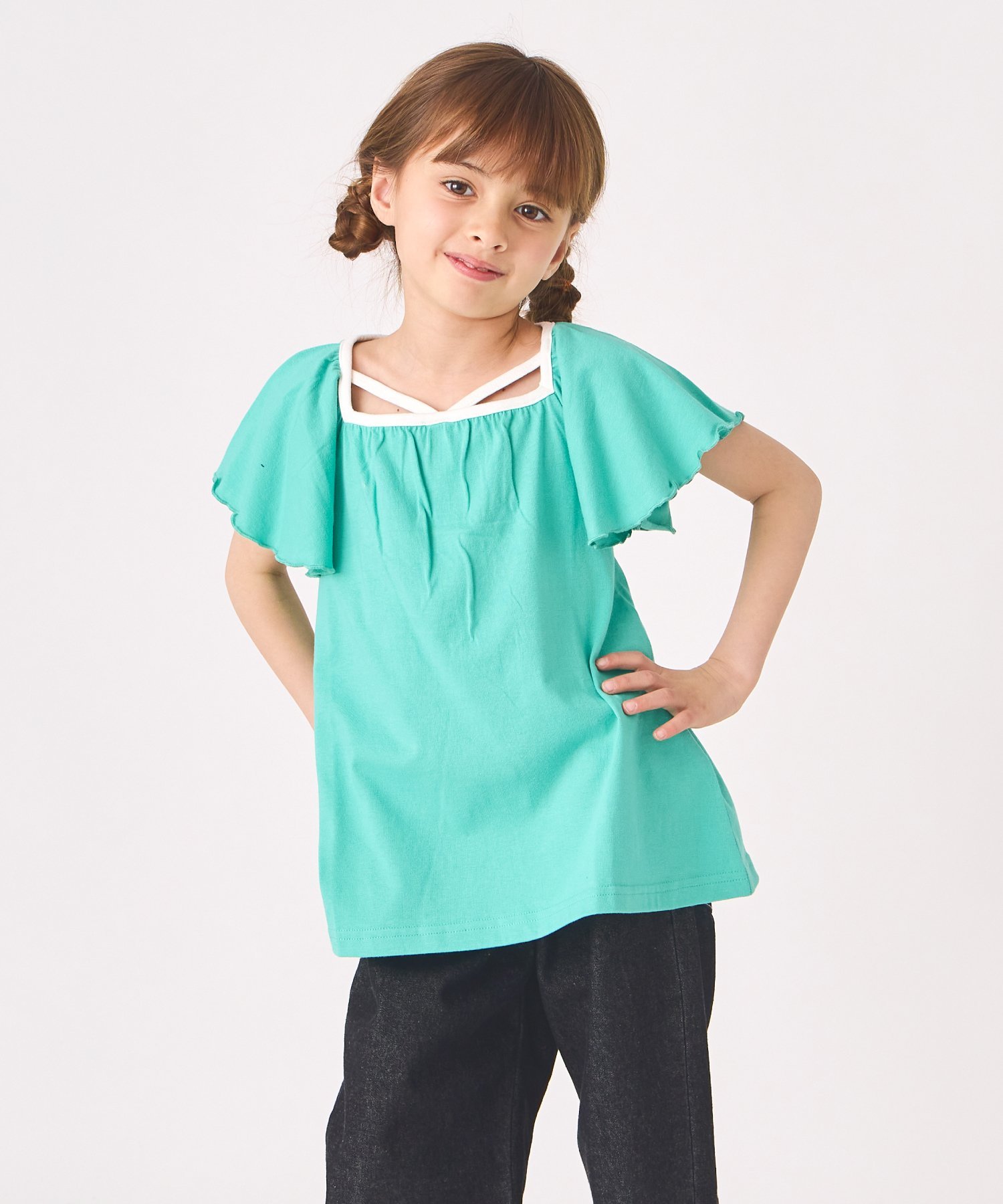 Футболка с короткими рукавами и оборками Ever Closet, Emerald Green