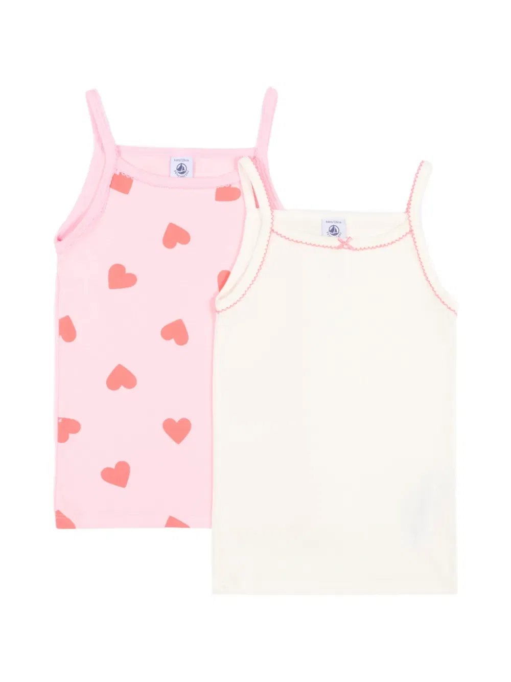 Комплект из двух маек с сердечками Petit Bateau, розовый