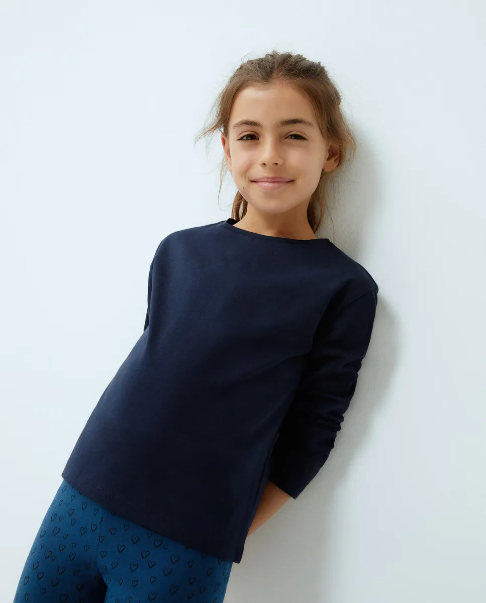 

Базовая футболка для девочки с длинными рукавами Kids El Corte Inglés, темно-синий