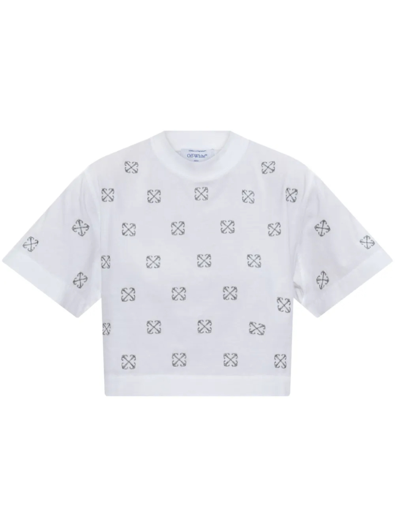 

Укороченная футболка с вышитой монограммой Off-White, белый