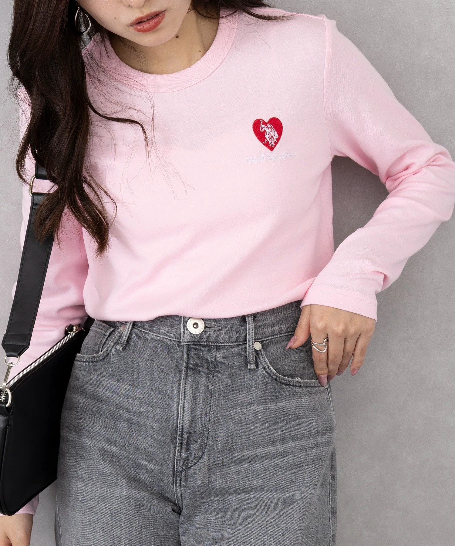 Футболка с длинным рукавом и вышивкой в виде сердца от US POLO ASSN./Beauty Smooth. U.S. Polo Assn., PNK