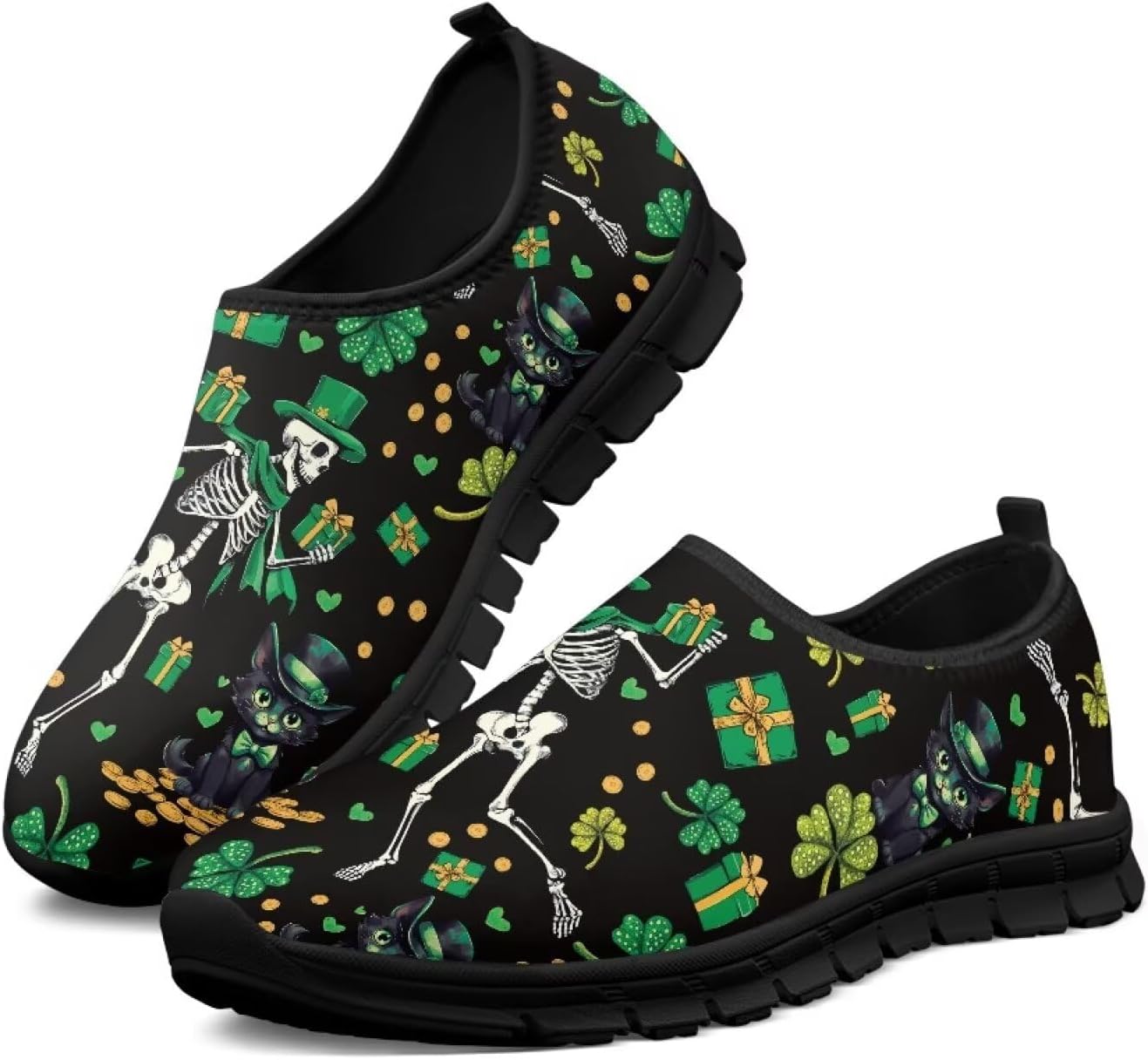 

Мужские повседневные кроссовки слипоны для ходьбы, сетчатые повседневные лоферы Cugasmaru, St. Patrick's Day Skull