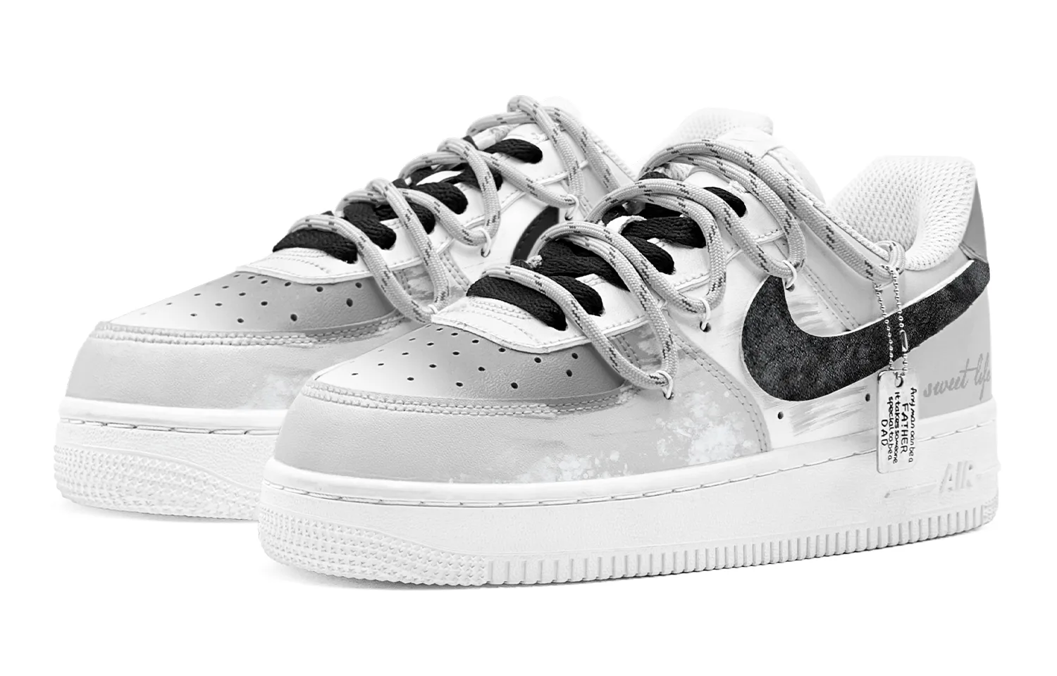 Nike Кроссовки Air Force 1 Low top Skateboard мужские черно-серые — фото 4