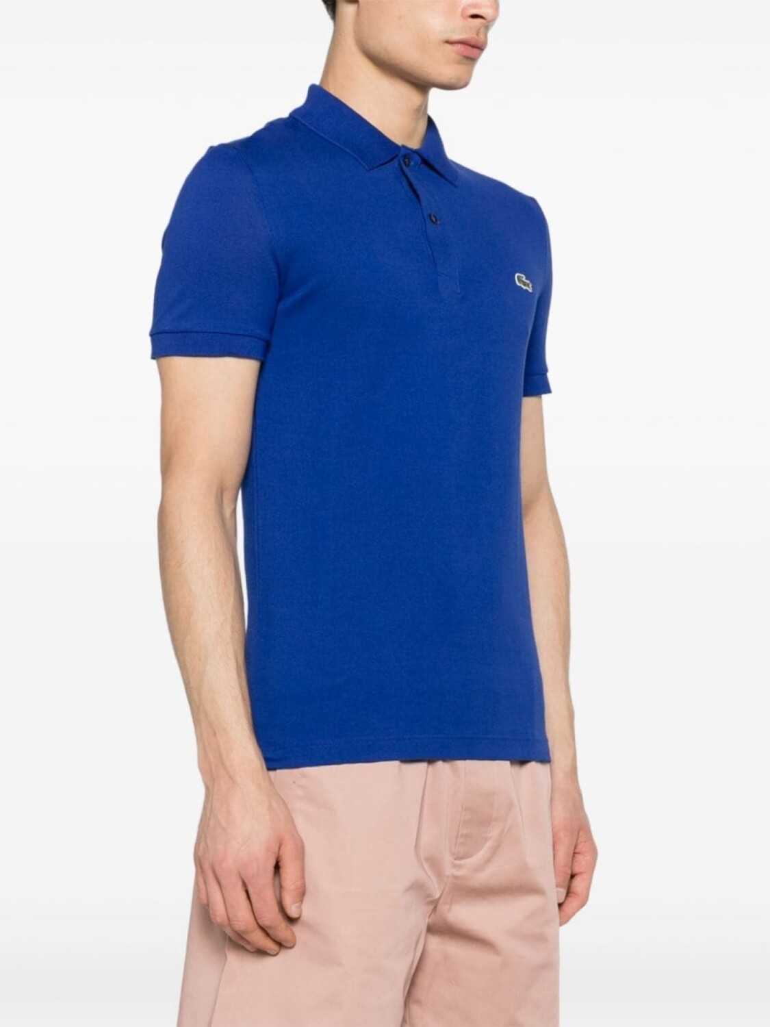 Хлопковая рубашка-поло с нашивкой-логотипом Lacoste, синий — фото 2
