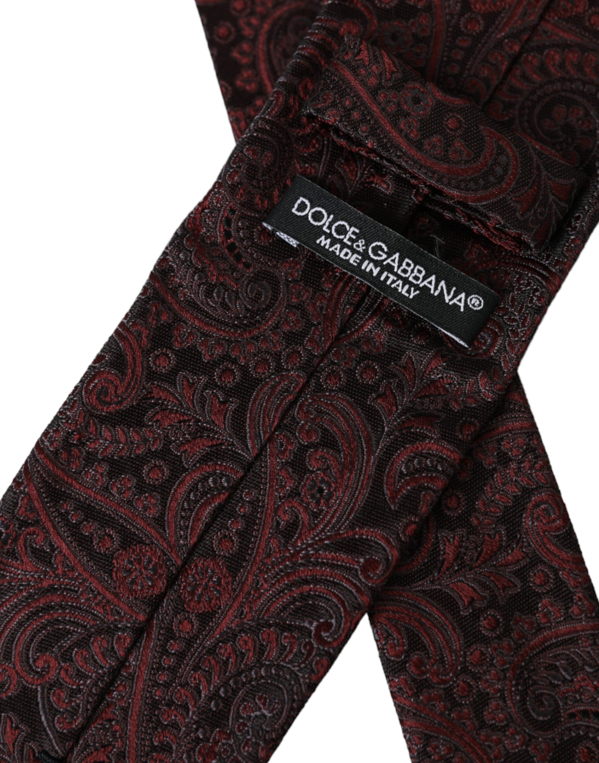 Галстук мужской шелковый с бордовым узором, регулируемый Dolce & Gabbana — фото 4