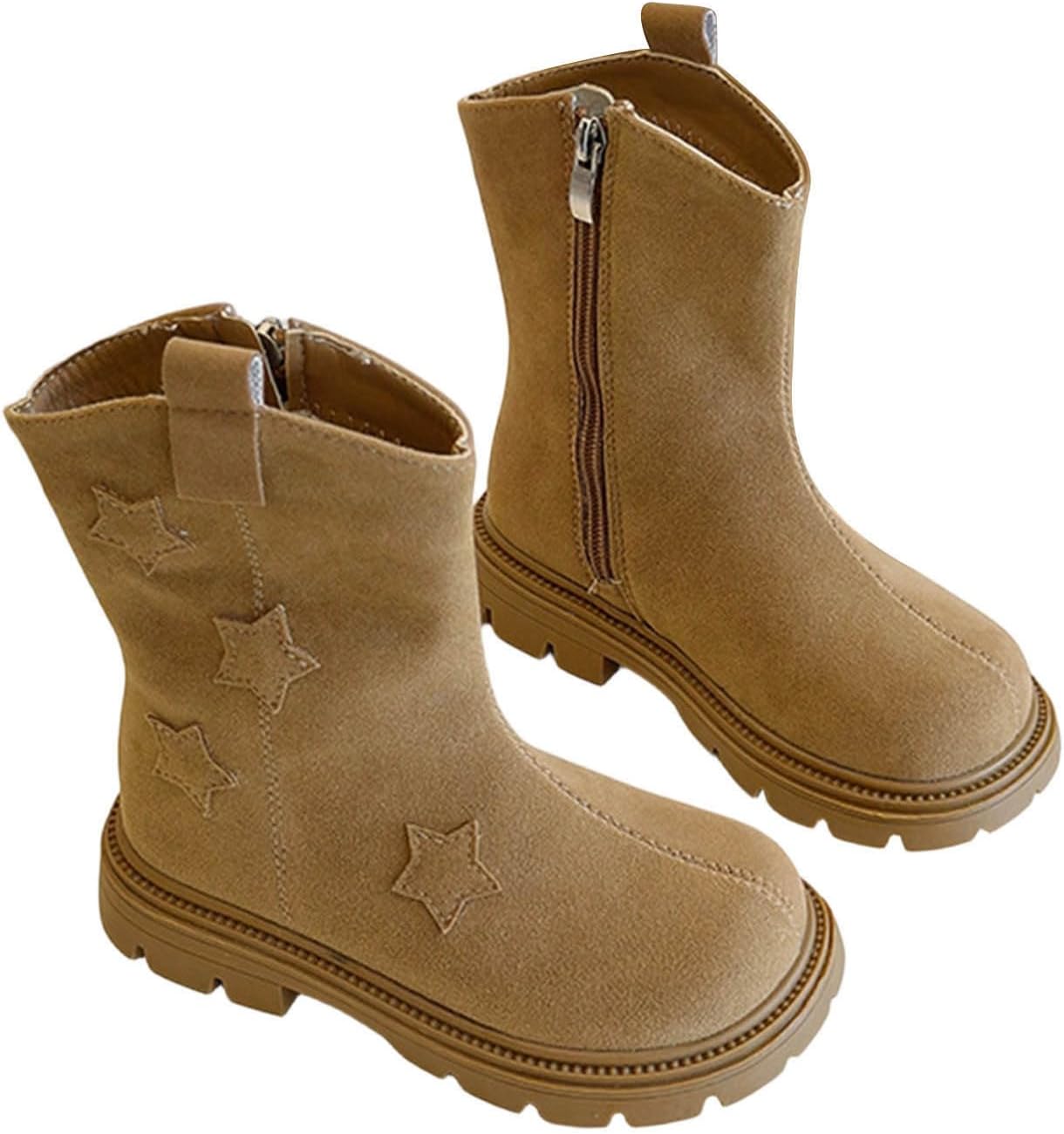 

Ковбойские сапоги для девочек с милой звездой, ретро стиль, западные, до середины голени, с противоскользящей подошвой, боковой молнией, теплые и удобные зимние ботинки Sruiluo, Yellow