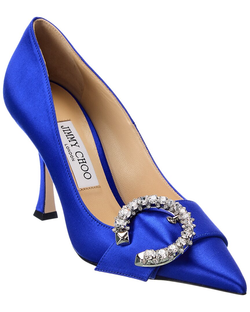 Сатиновые туфли-лодочки Jimmy Choo Melva 90, синий