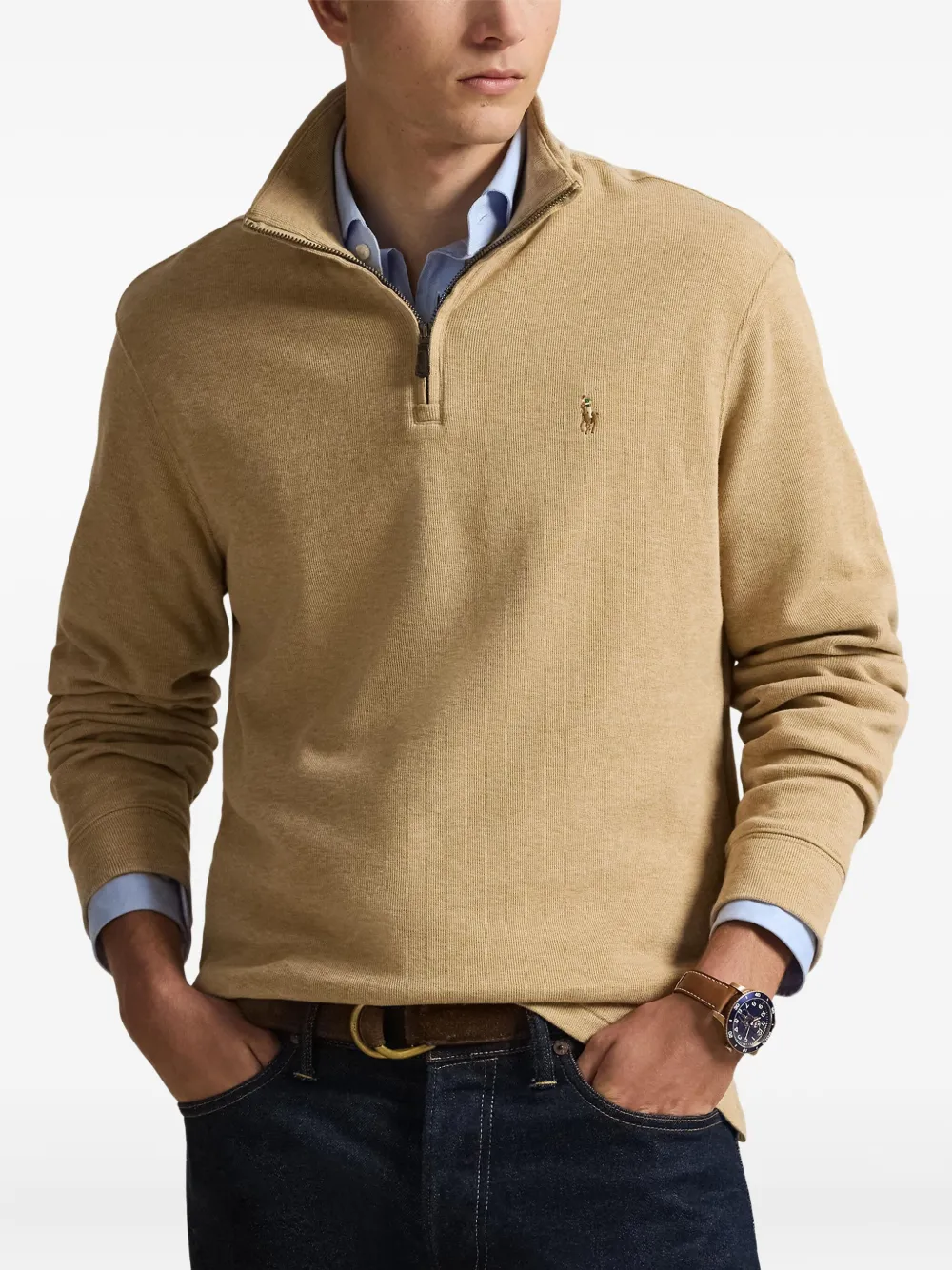 Толстовка с воротником на молнии Polo Ralph Lauren, коричневый — фото 3
