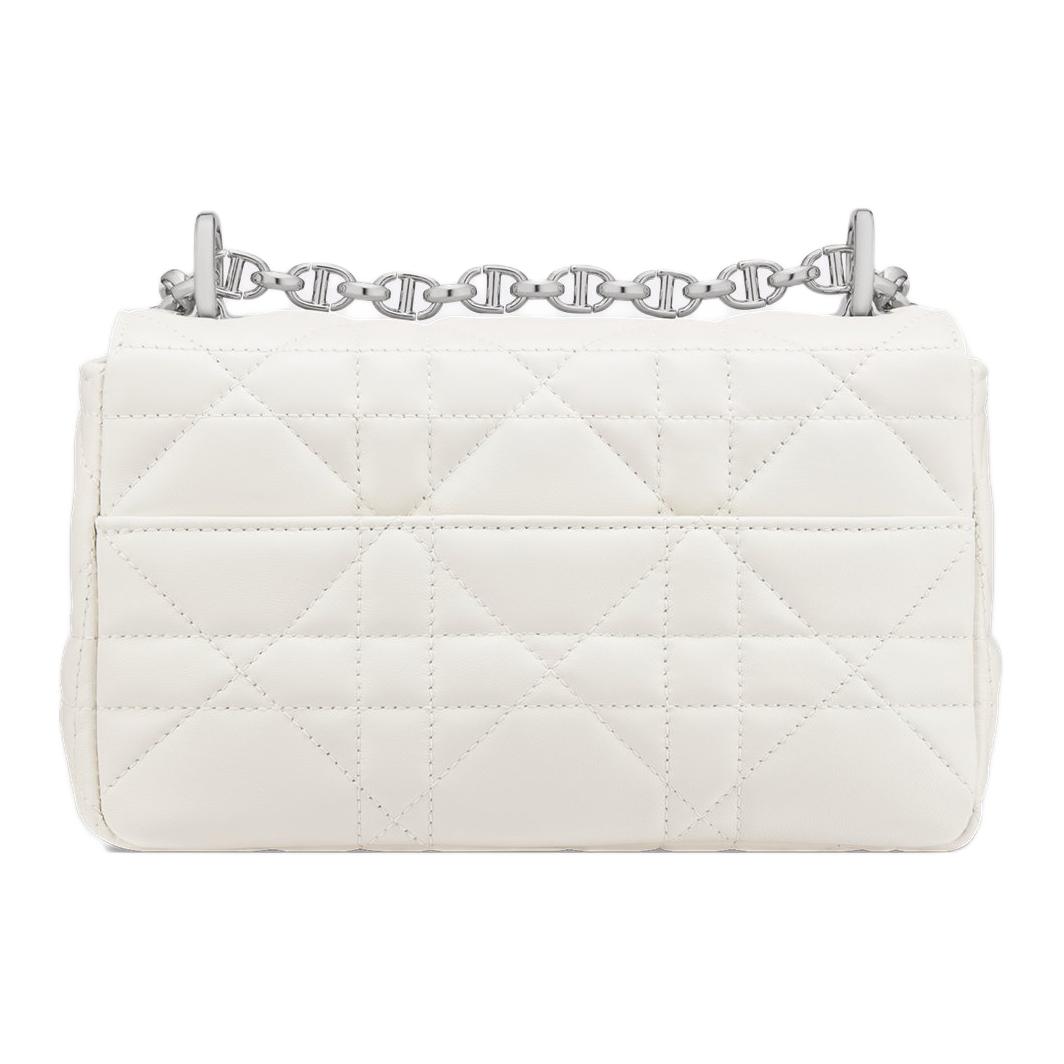 DIOR Маленькая женская наплечная сумка из овчины молочного цвета white — фото 3