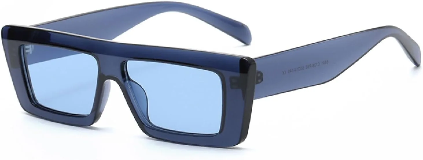 

Женские солнцезащитные очки в пластиковой прямоугольной оправе, мужские солнцезащитные очки UV400 для кемпинга, велопрогулок и вечеринок VFDHN, Blue Light Blue