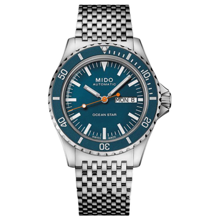 

MIDO Часы Leader Submariner Automatic Mechanical Movement Men's Watch Watch Blue Dial Stainless Steel Case Fabric Strap, Blue