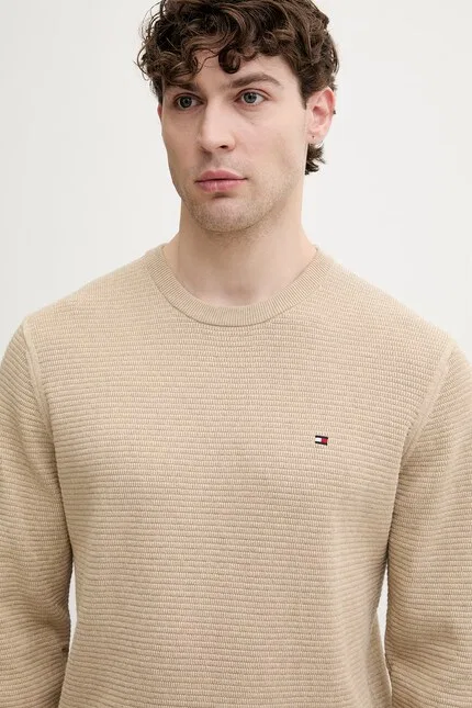 Свитер хлопковый Tommy Hilfiger, бежевый — фото 4