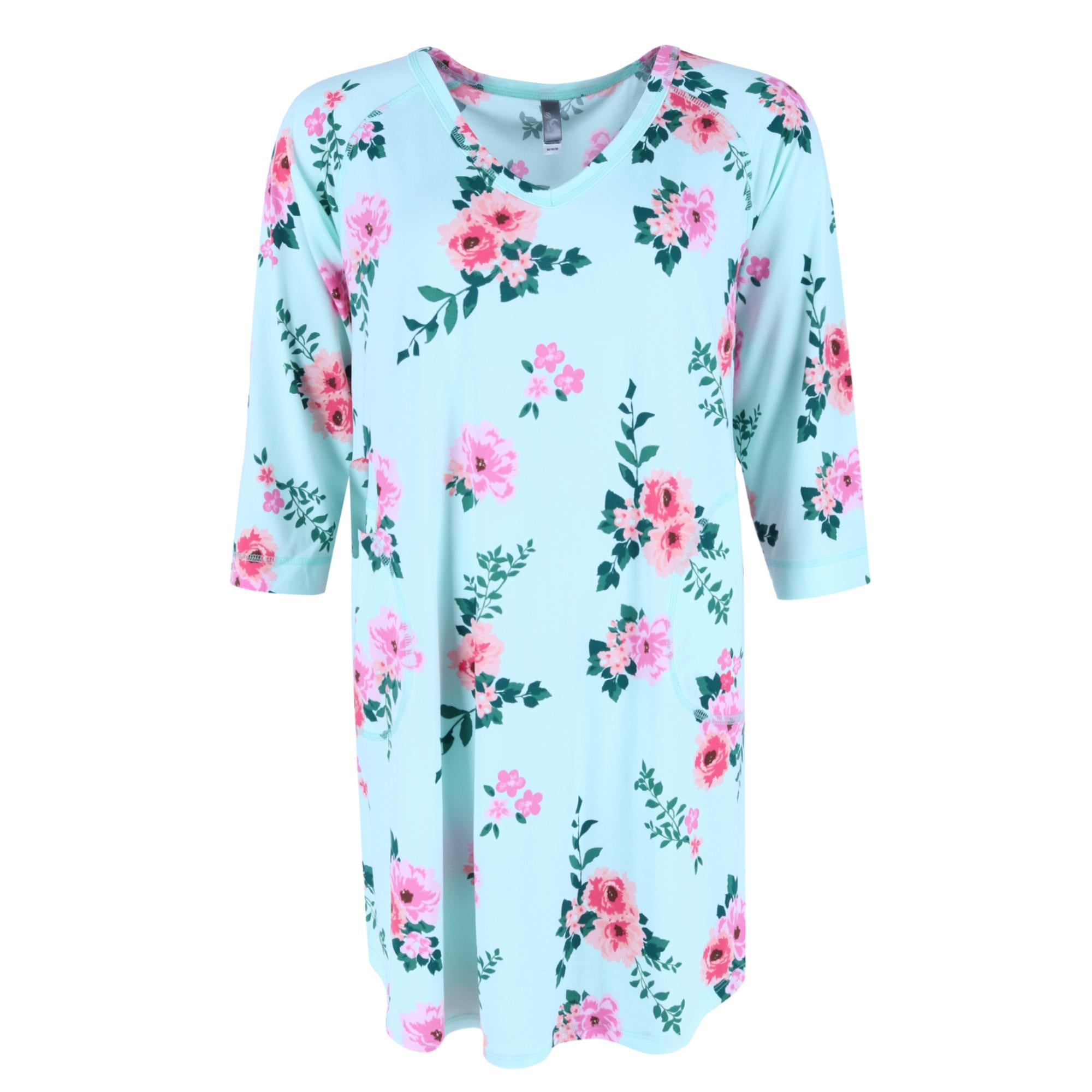 

Женская пижамная рубашка с большим цветком PJ Couture, цвет blue floral