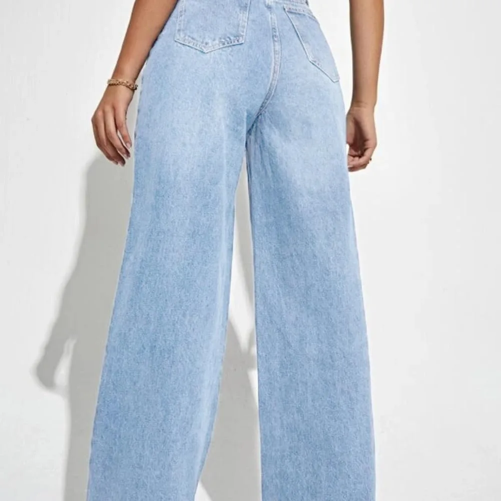 Женские джинсы High Waisted Straight Leg Stretchy, свободные джинсовые брюки с карманами — фото 3