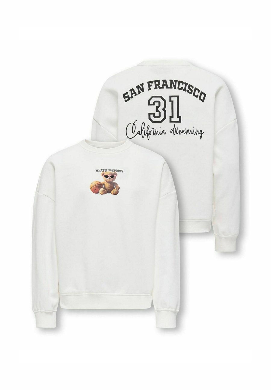 Толстовка ONLY GIRLS KOGBILA L/S OVZ BEAR O-NECK NOOS, Egret/White — фото 4