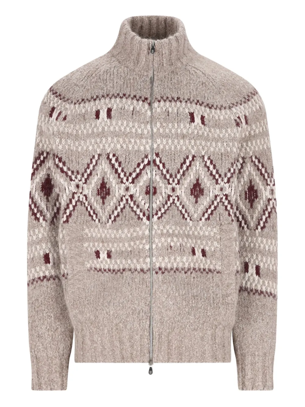 

Кардиган с высоким воротом и узором Brunello Cucinelli, нейтральный