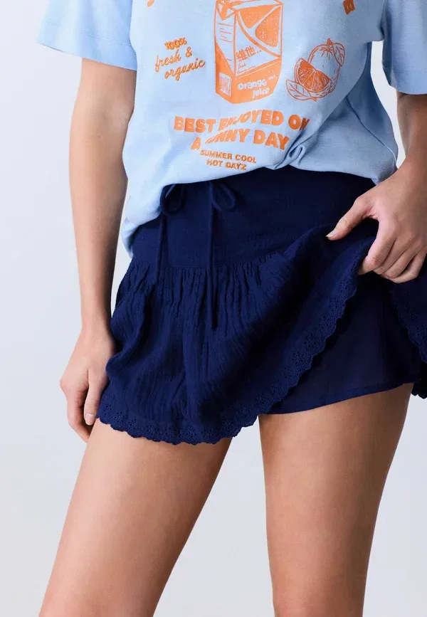 Юбка мини Regular fit pull on, бренд Next, модель A line skirt, цвет темно-синий — фото 4