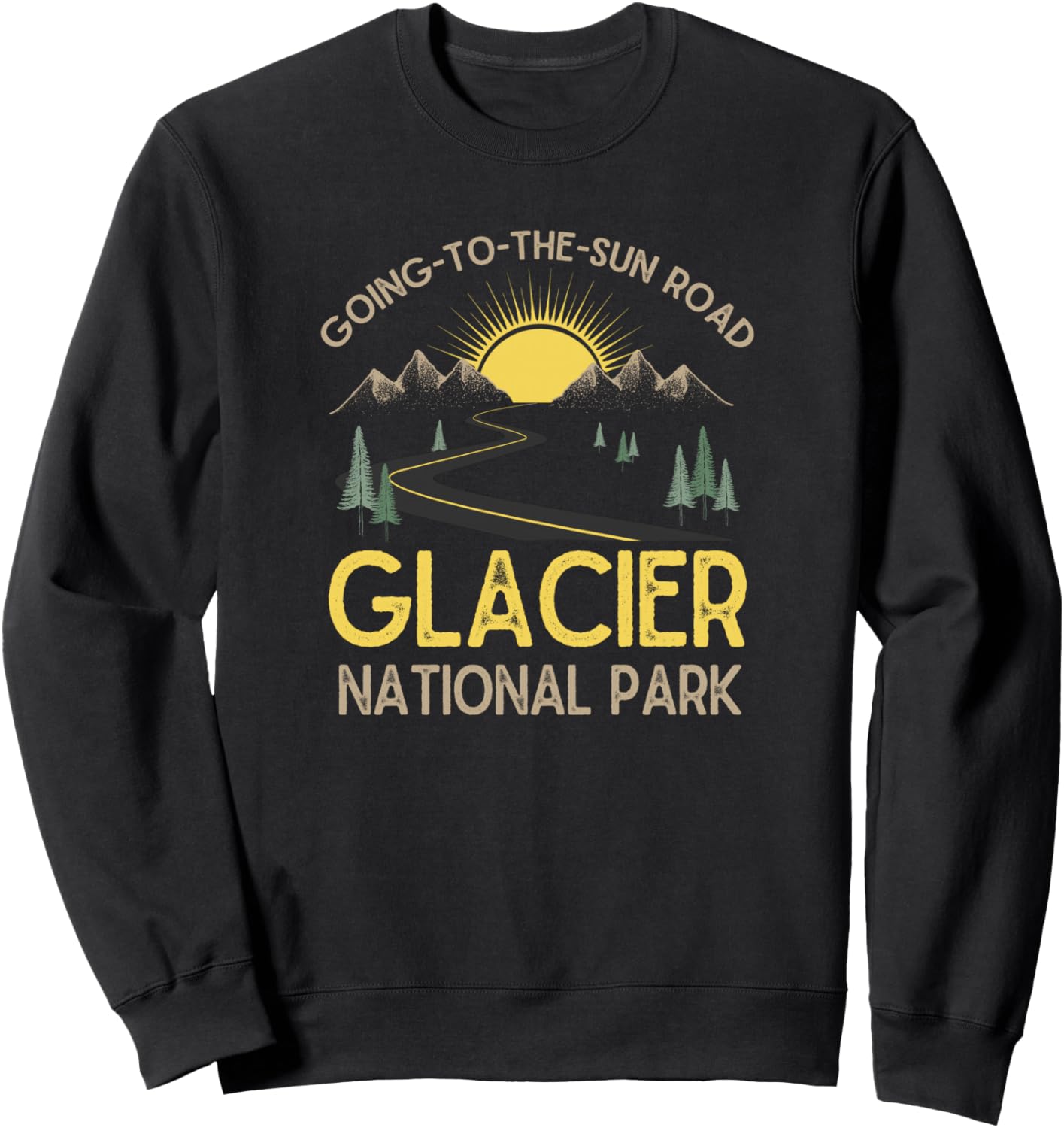 

Ретро-толстовка с надписью Going-To-The-Sun Road, Glacier National Park, Montana Glacier National Park Apparel & Gifts, черный