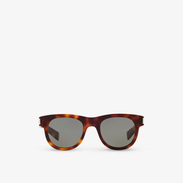 

Женские солнцезащитные очки SL571 в круглой оправе из ацетата черепахового цвета Saint Laurent, коричневый