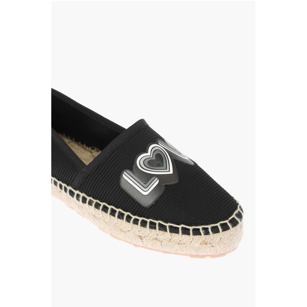 Эспадрильи LOVE из сетки с логотипом и подошвой из рафии Moschino, Black — фото 4
