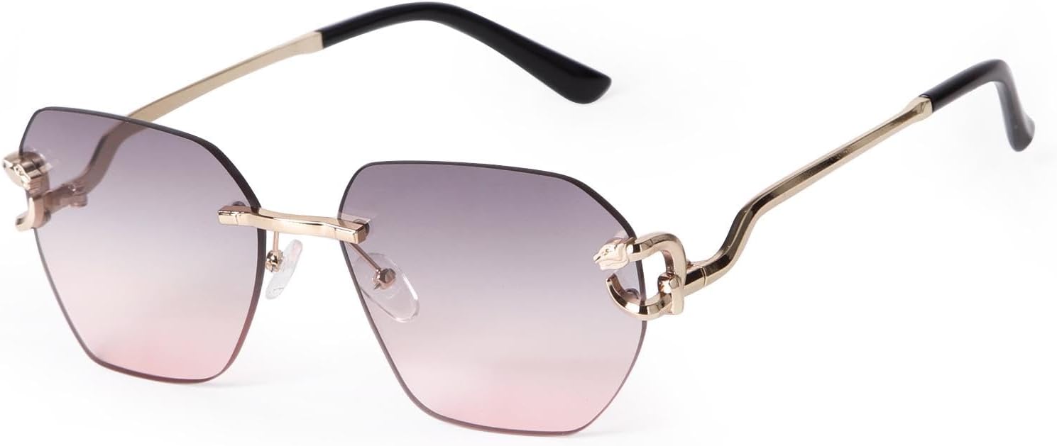 

Женские солнцезащитные очки без оправы, квадратные, многоугольные, модные, без оправы, с антибликовым покрытием и изогнутыми зеркальными линзами, мужские, с защитой от УФ-излучения UV400 WNCKSQ, C5