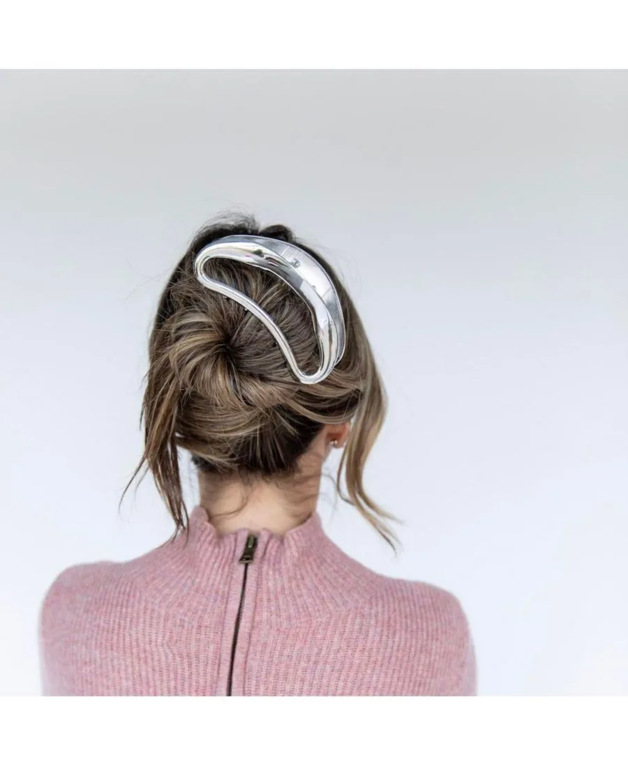 Большая женская металлическая клипса-зажим в форме полумесяца Headbands of Hope, серебро — фото 3