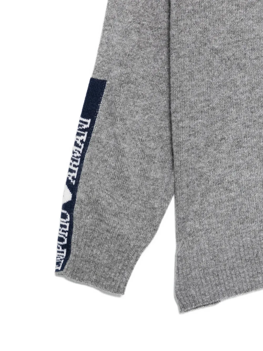 Шерстяной свитер с логотипом Emporio Armani Kids, серый — фото 3