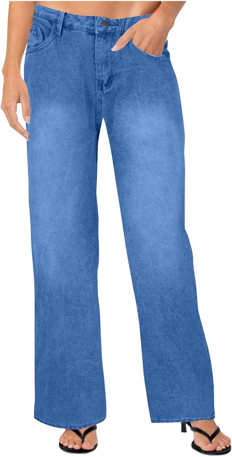 

Джинсы женские Wide Leg Mid Waist с декоративной строчкой