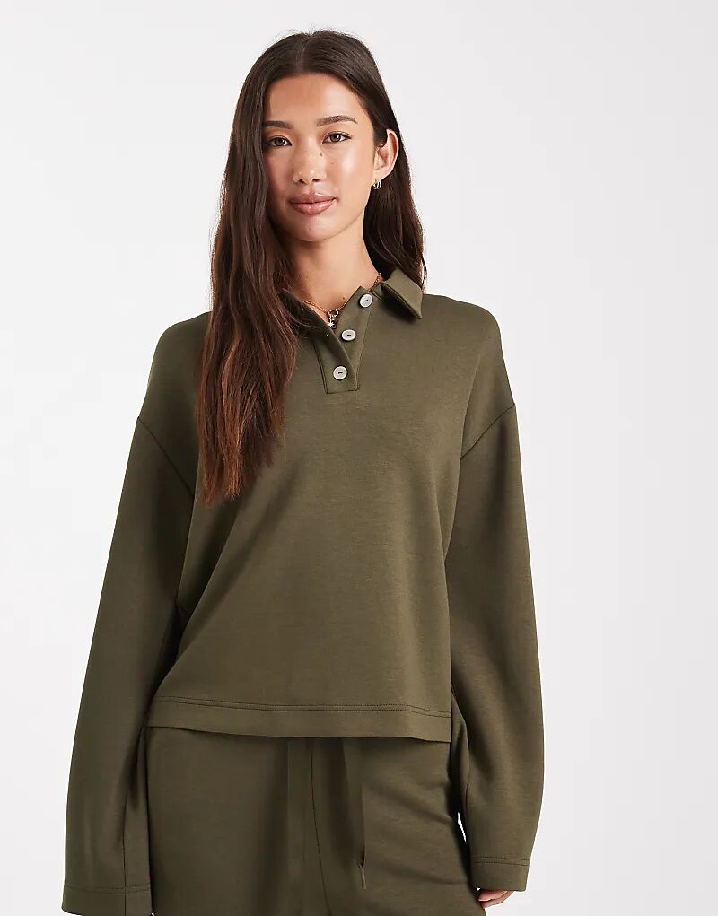 

Супермягкий спортивный свитшот-поло Vero Moda оливково-зеленого цвета