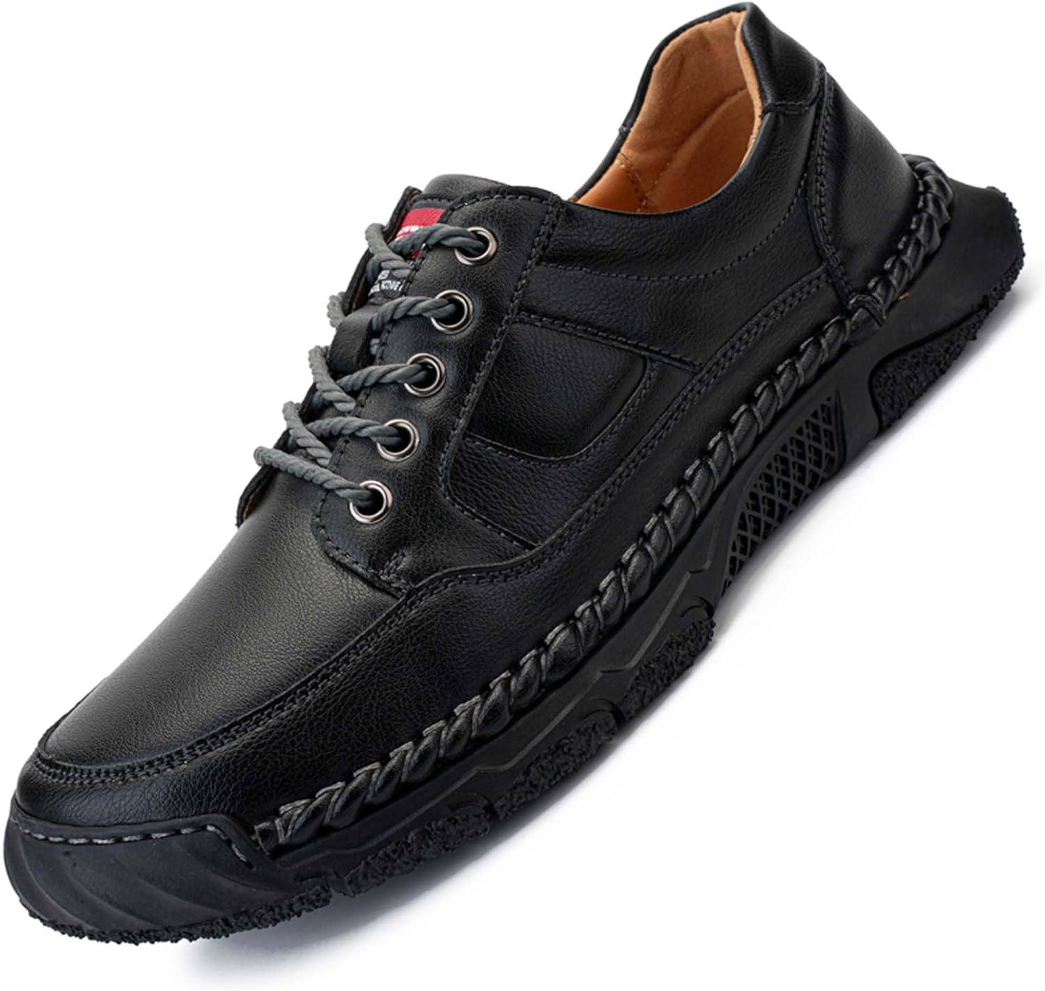 

Мужские премиальные кожаные кроссовки, повседневная кожаная обувь, ручная прошивка, защита носка, обувь для ходьбы, обувь для вождения, кроссовки, удобные, мягкие, противоскользящие Vtiao, черный