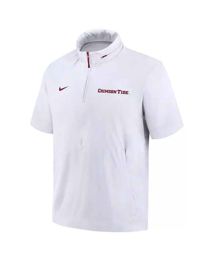 Мужская белая худи-полузипка Alabama Crimson Tide 2024 Sideline Coach с короткими рукавами Nike — фото 2