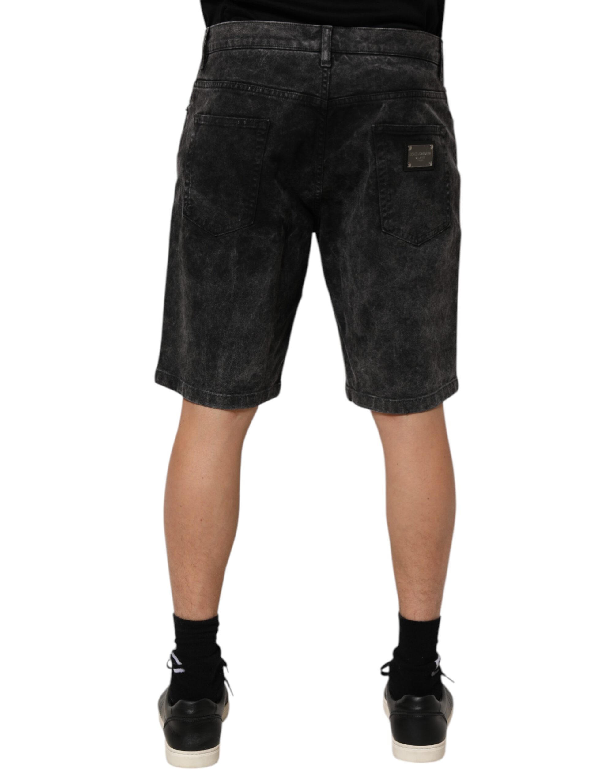 Мужские бермуды из черного хлопкового денима со средней талией Dolce & Gabbana, черный — фото 3