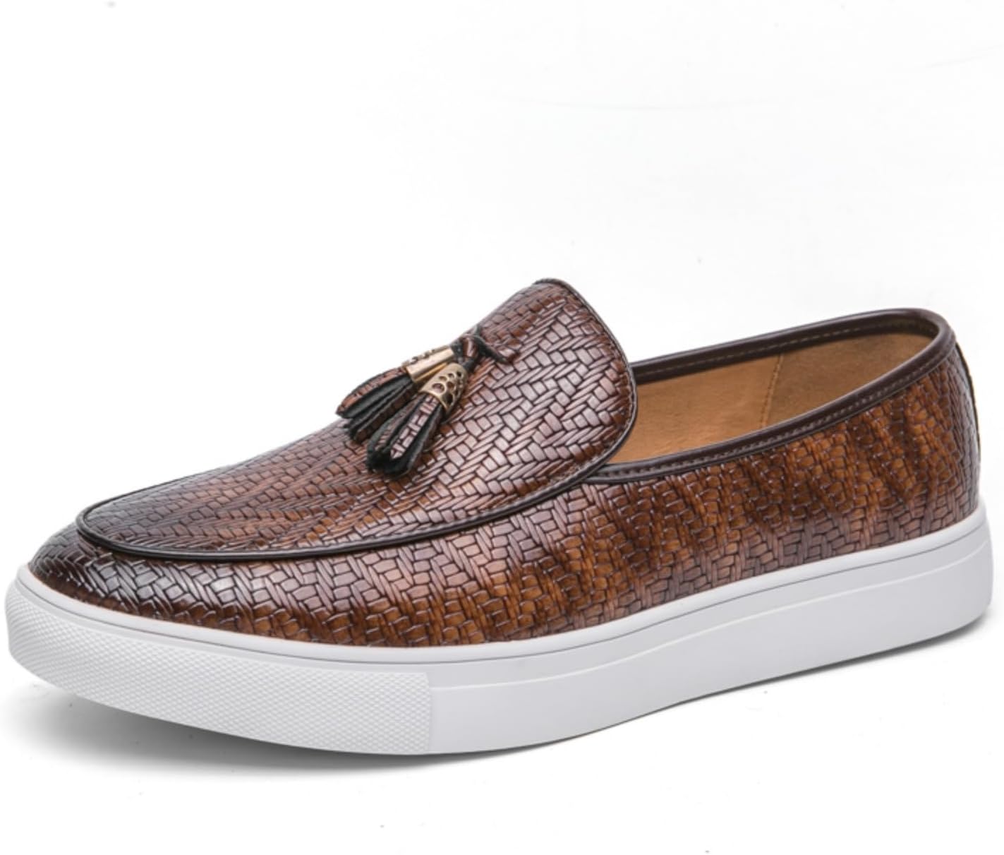 

Мужские кожаные лоферы без шнурков - классический дизайн с кисточками, легкие и удобные, с нескользящей подошвой для офиса, поездок, путешествий и прогулок, подчеркивают повседневный стиль Aokisx, коричневый