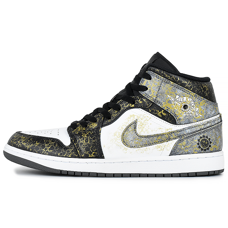 

Jordan Износостойкие и легкие баскетбольные кроссовки Air 1 Mid Top Vintage для мужчин, черные, белые, серые