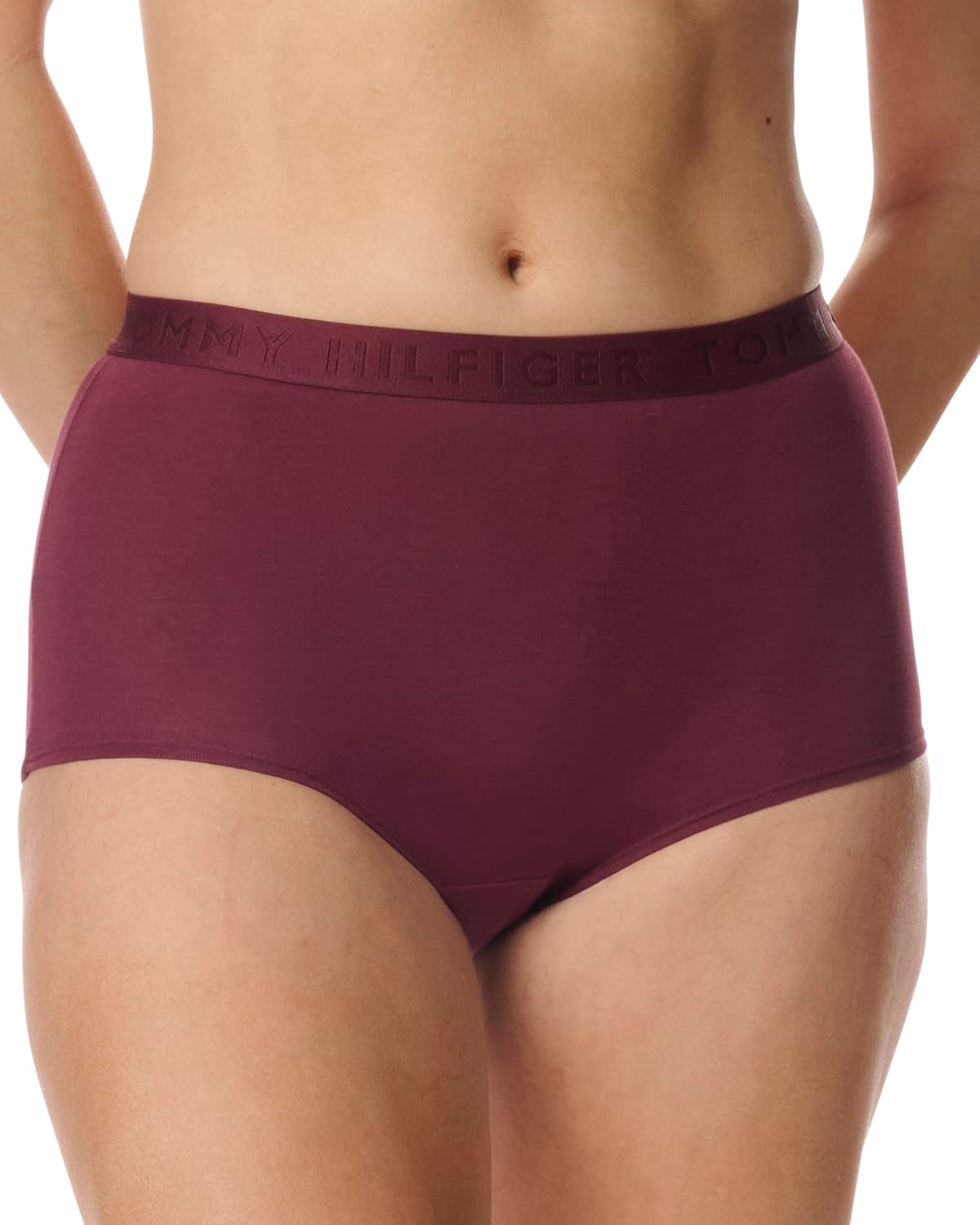 Женские хлопковые шорты Tommy Hilfiger с логотипом и поясом, упаковка 6 шт., Windsor Wine/Balanced Beige/Black — фото 2